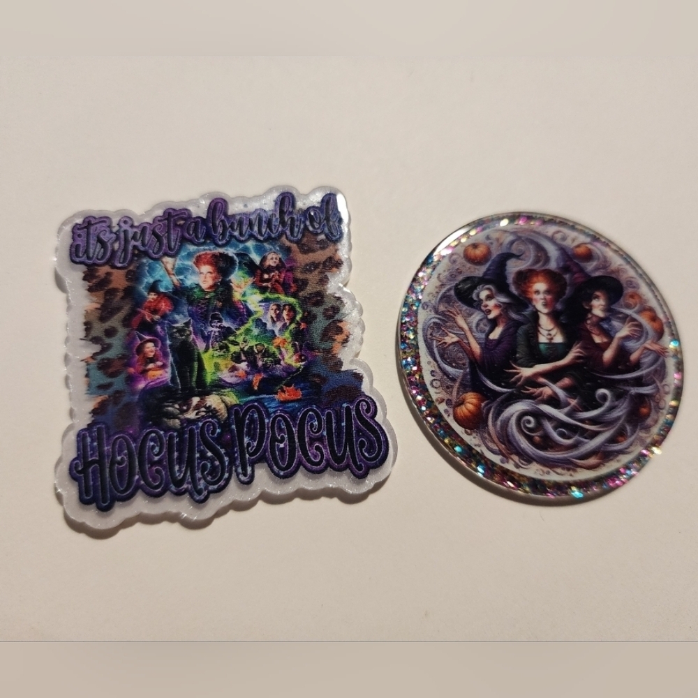 Acrylic Flatback Witch Hoc Sanders Halloween Badge Clip Keychain Bag Clip Crafts